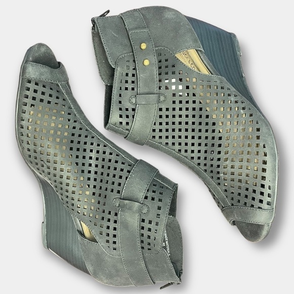 Roebuck & Co Wedge Sandal Peep Toe Bootie  Dark Charcoal Size 8.5 - Picture 4 of 11